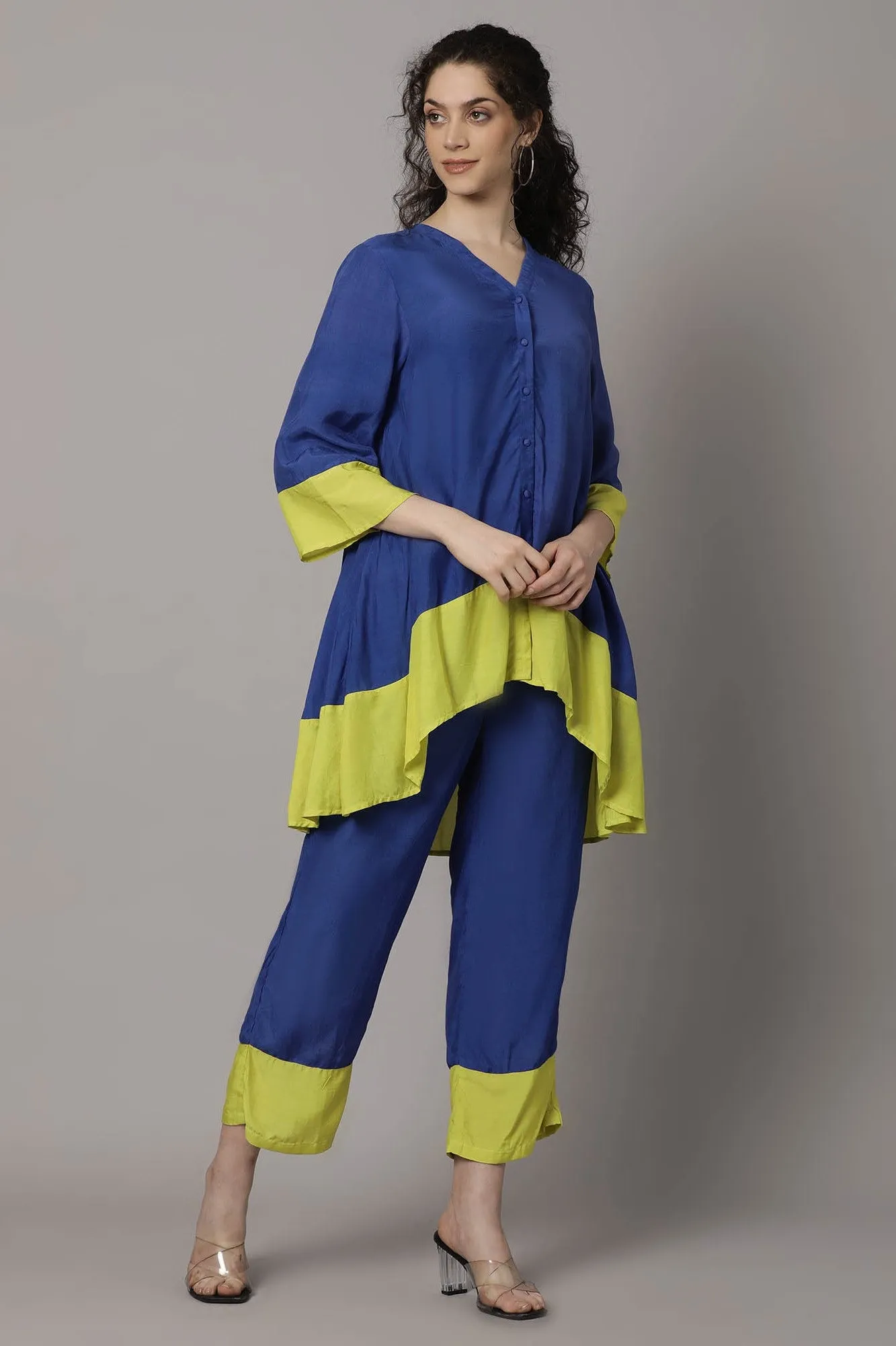 Blue Italian Paper Silk Co-Ord Set