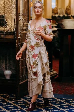 Bonny Wrap Dress - Mystery Gardenia Print  Sand Rose