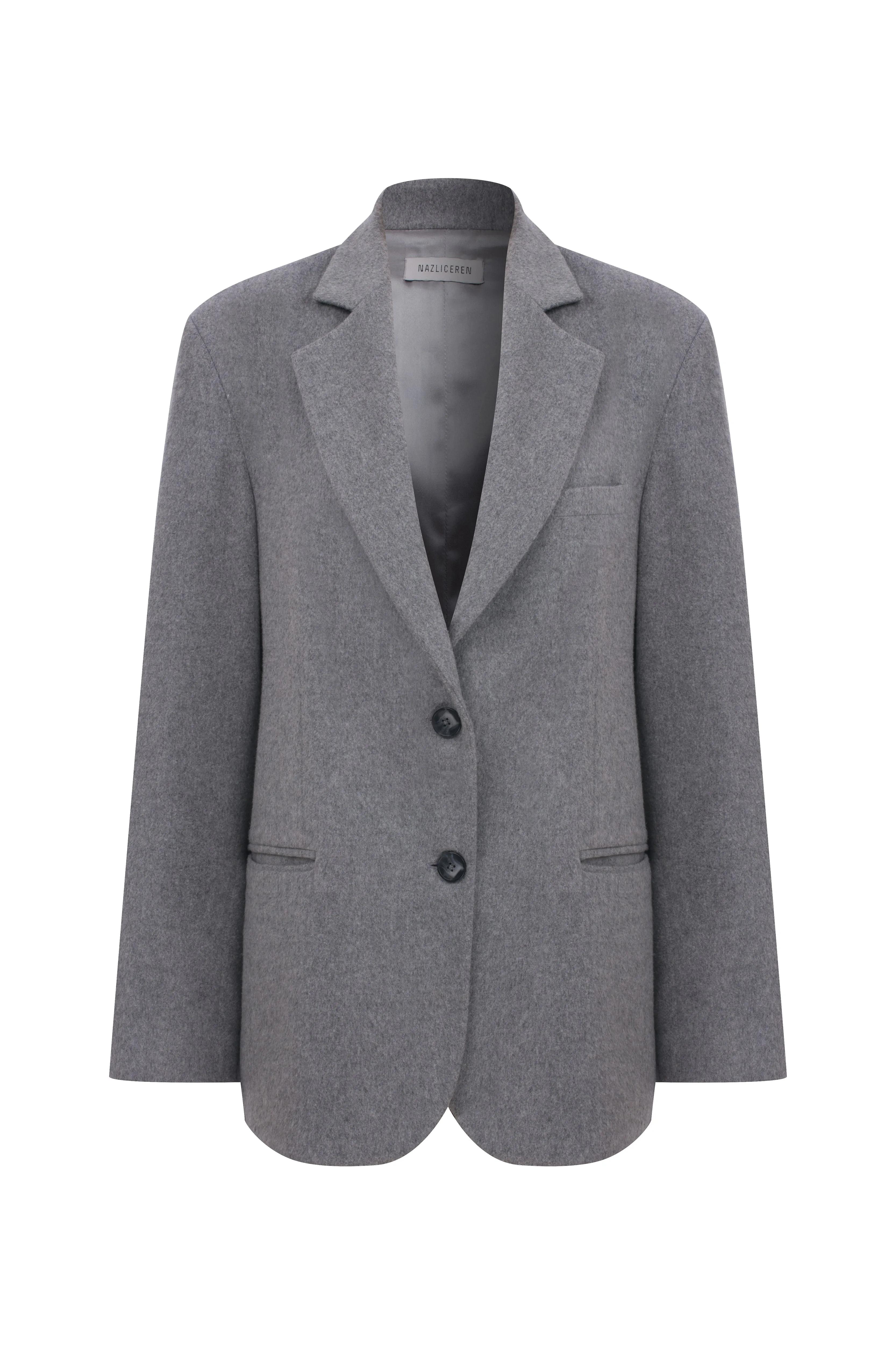 Boxy Wool Blazer in Grey