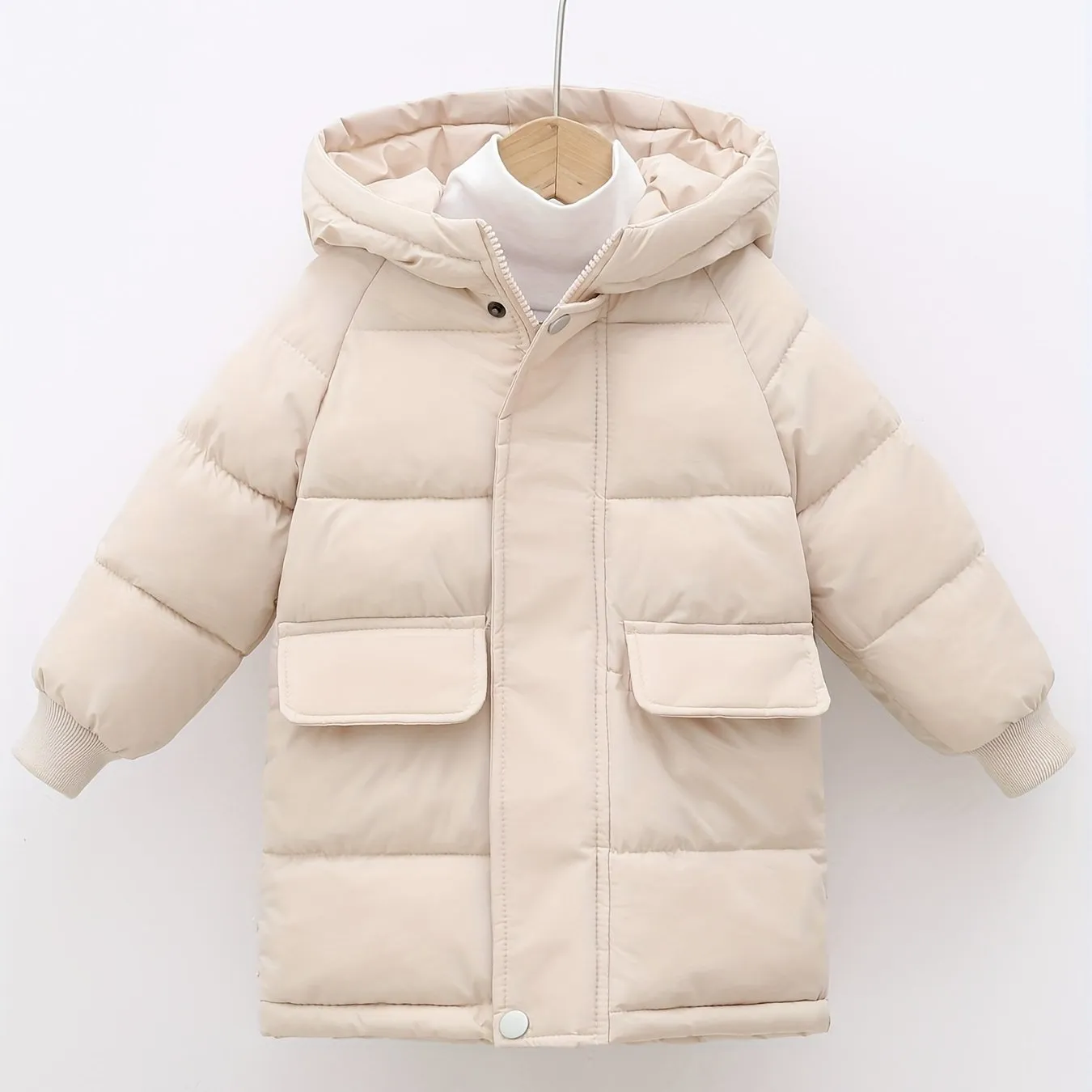 Boys Casual Thick Warm Mid-length Hooded Jacket, Zip Up Coat, Boy's Clothes For Winter Outdoor, As Gift