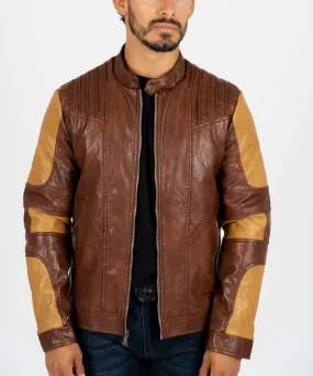 Brown and Yellow Leather Quilting Vintage Jacket