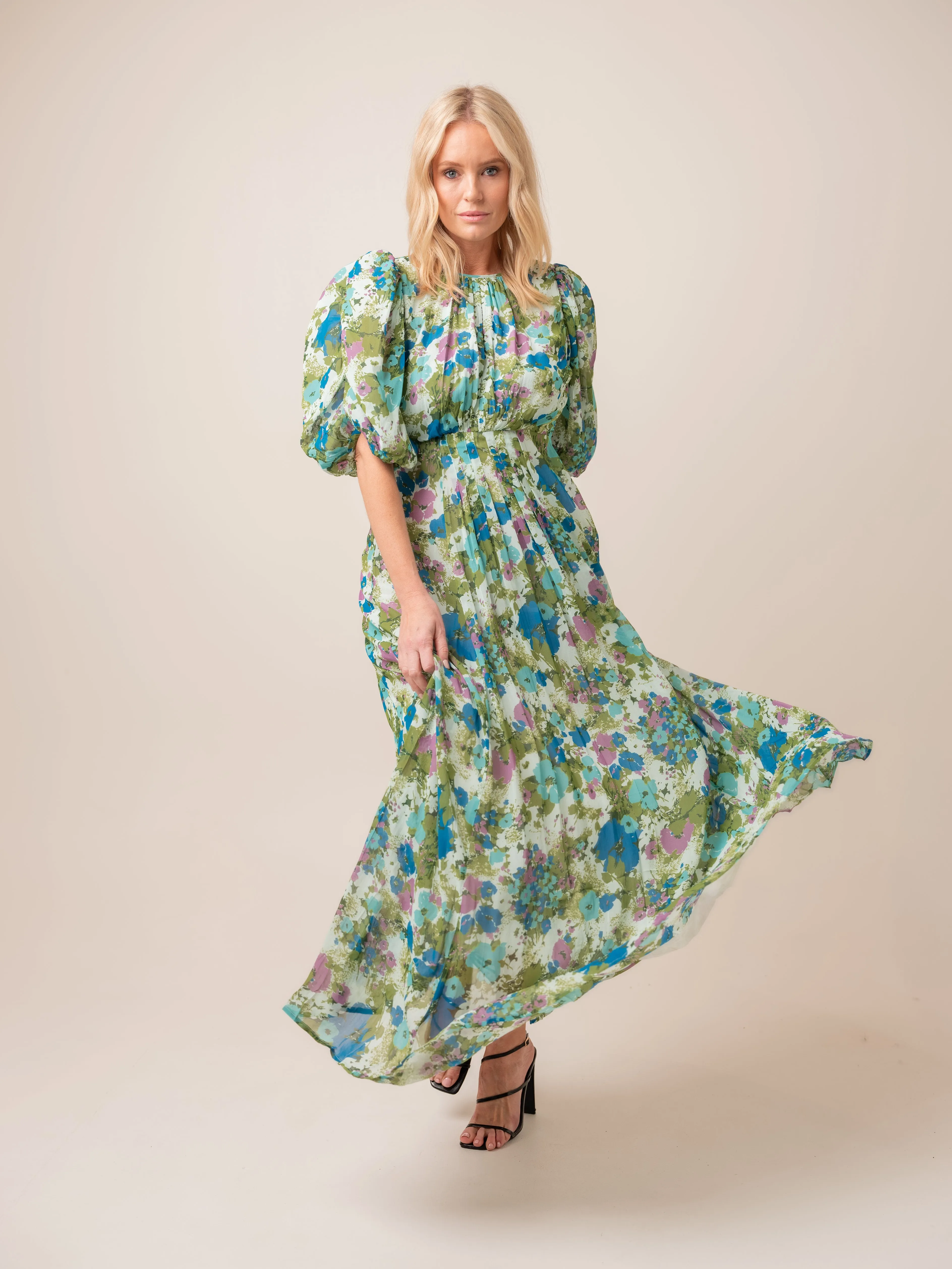 Bytimo Georgette Flounce Dress in Poppy