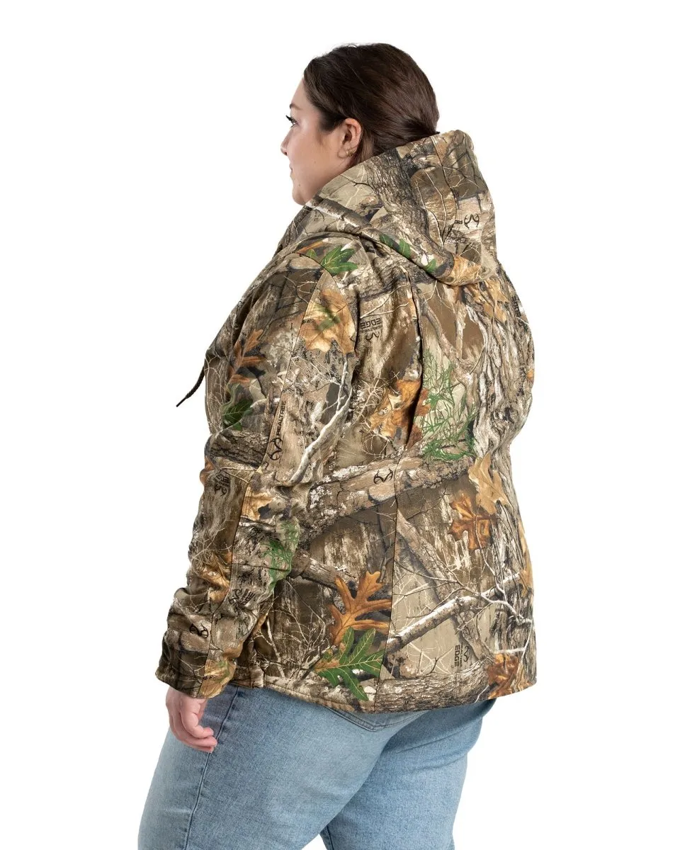 Camo Women's Camo Sherpa-Lined Softstone Duck Hooded Jacket