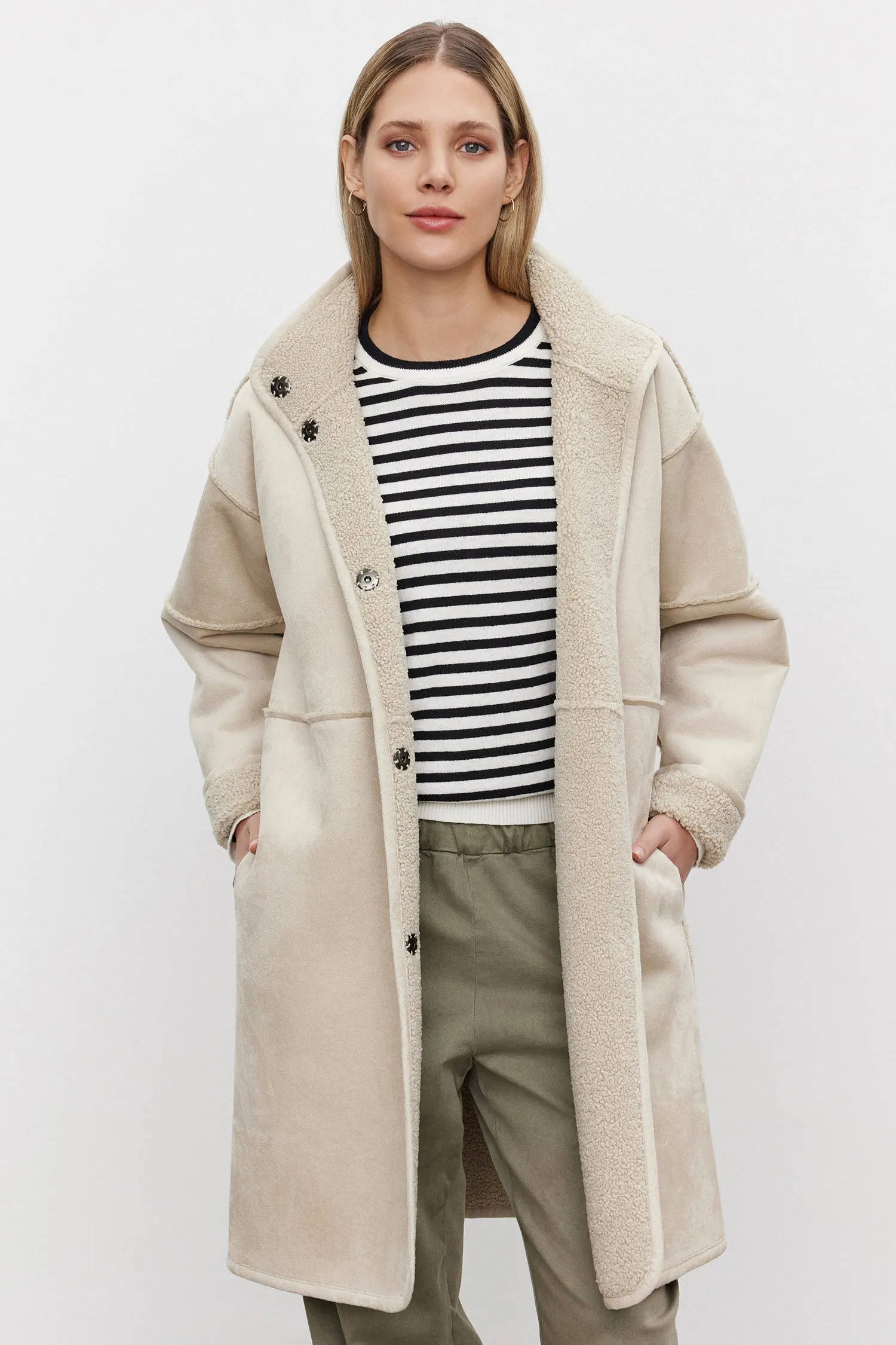 Cara | Long Reversible Lux Sherpa Coat