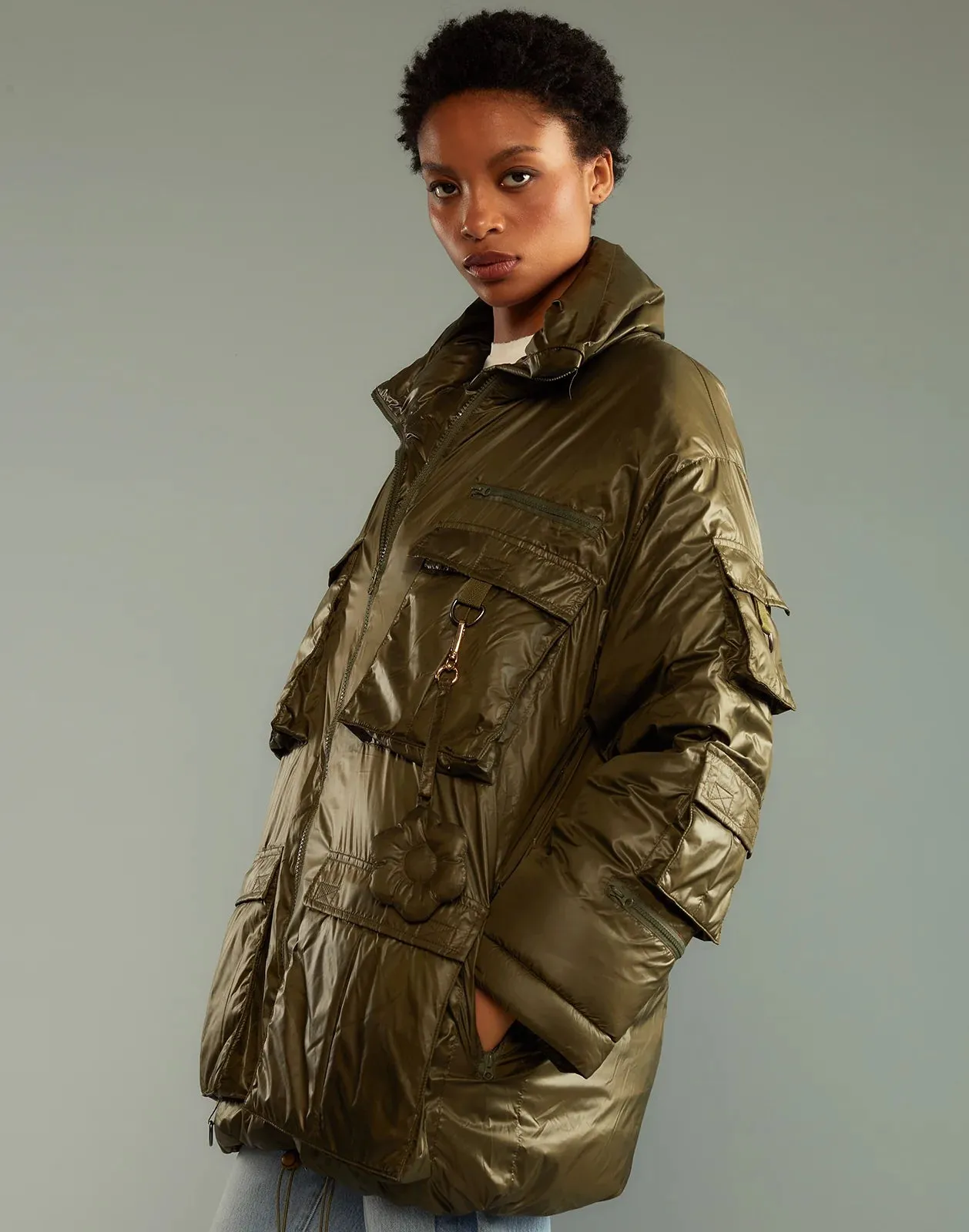 Cargo Pocket Puffer Coat