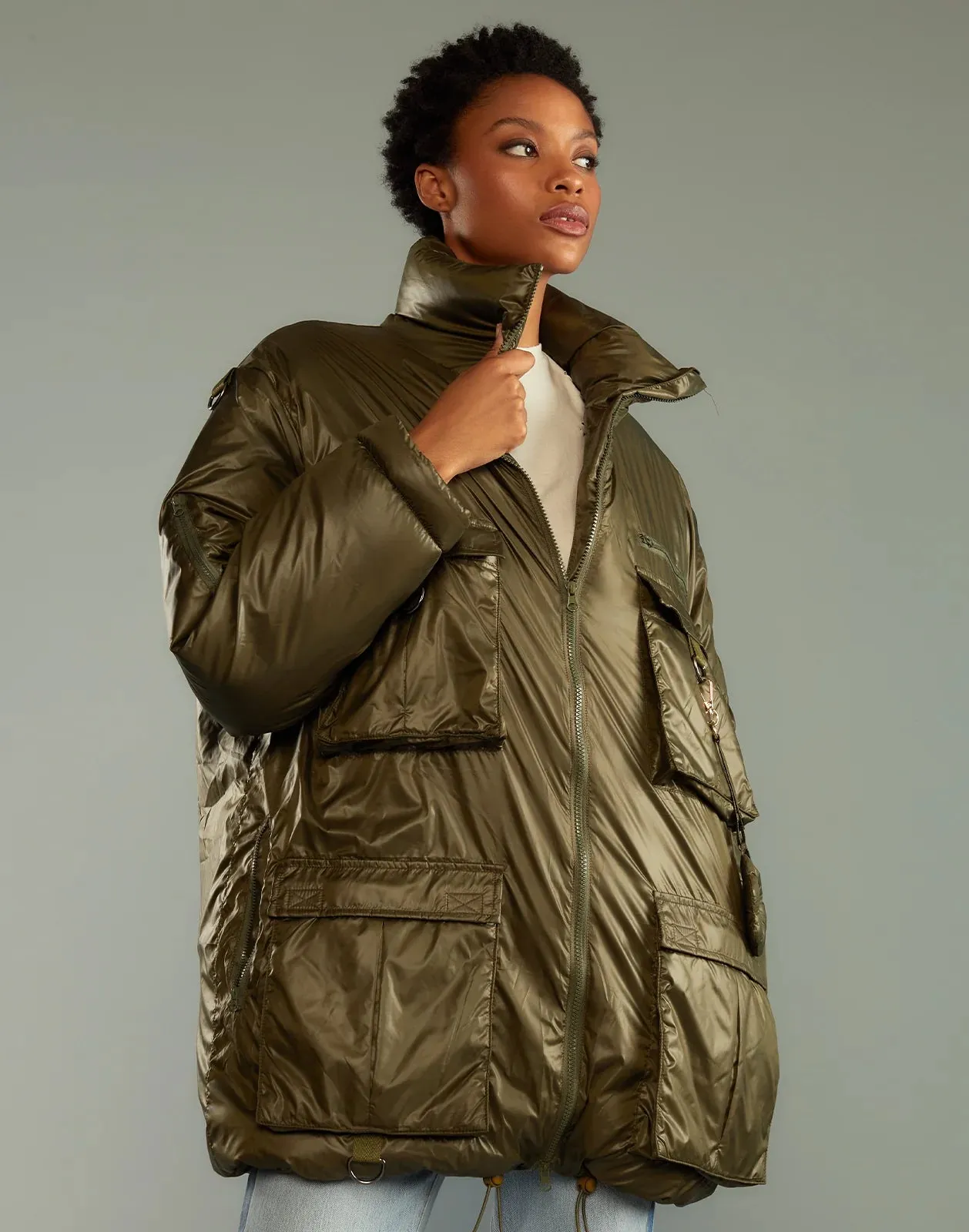 Cargo Pocket Puffer Coat