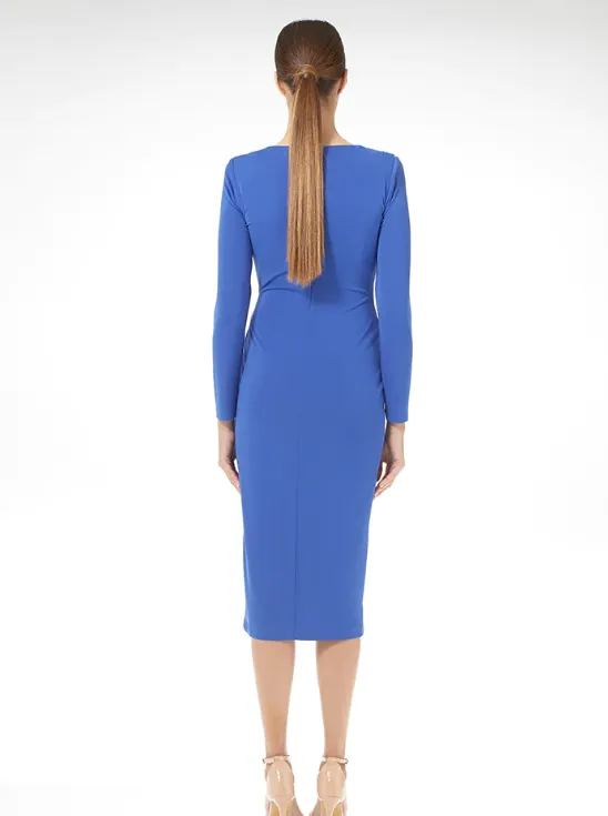 Carla Ruiz Blue Midi Wrap Dress