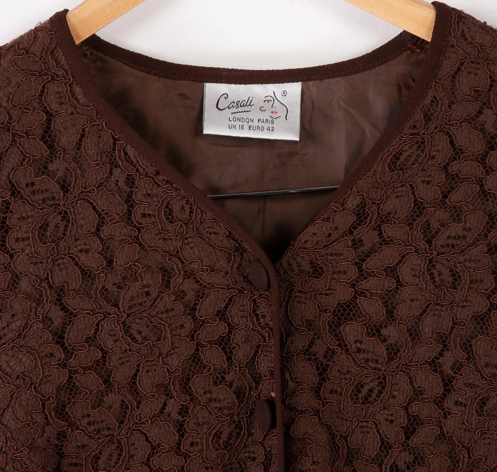 Casali London Brown Lace Overly Casual Jacket/Cardigan (14/16)