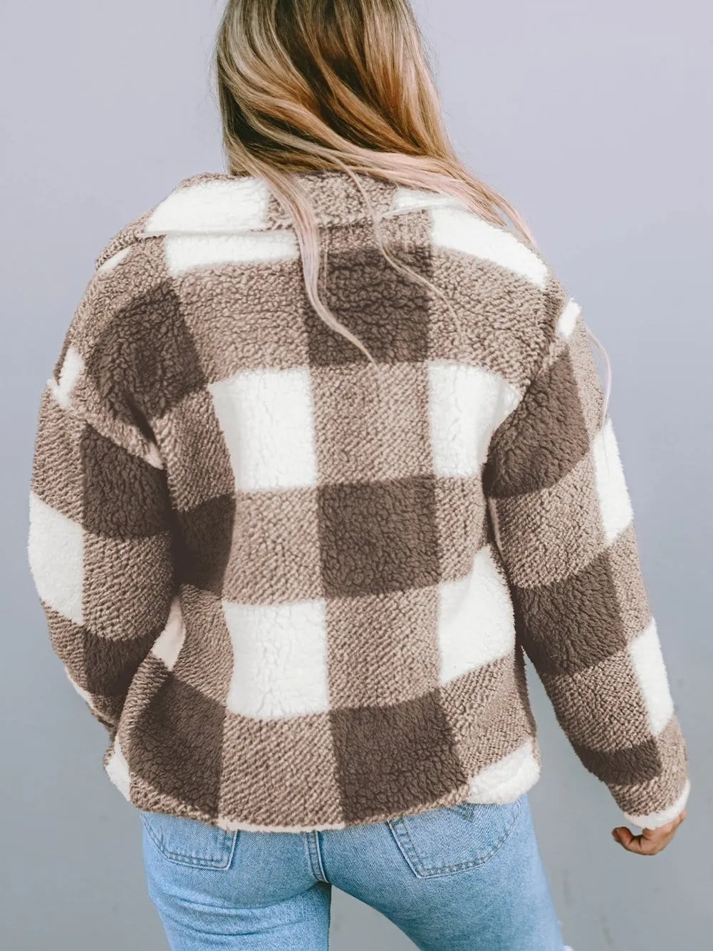 Casual Plaid Sherpa Jacket for Fall/Winter