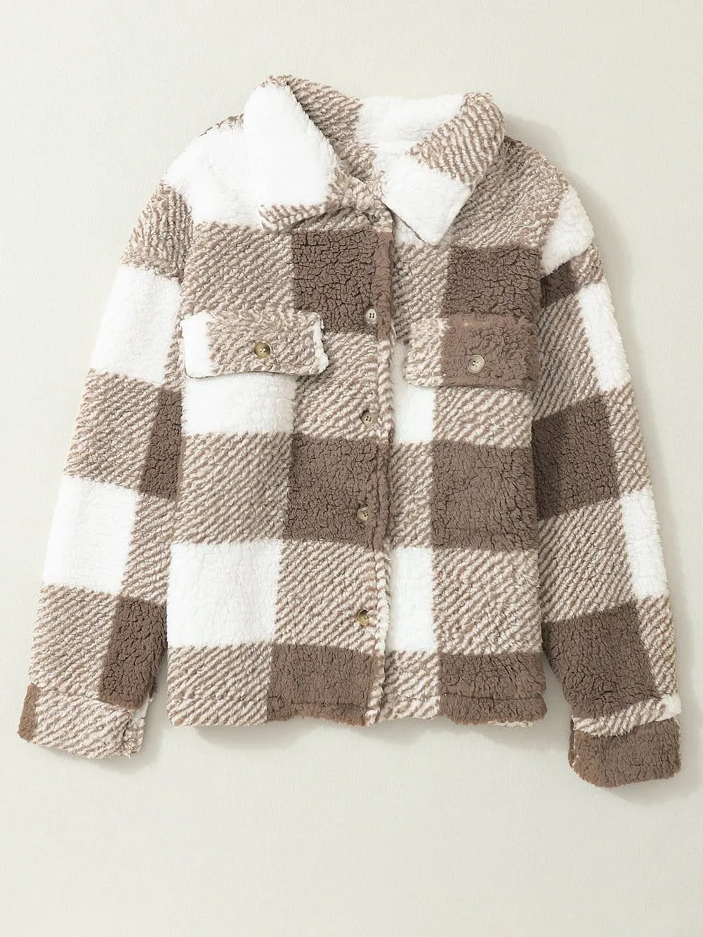 Casual Plaid Sherpa Jacket for Fall/Winter