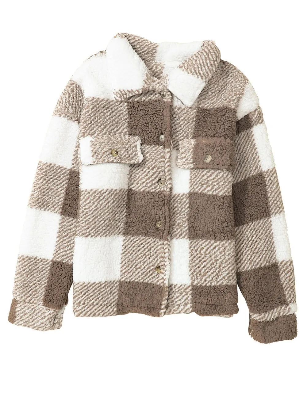 Casual Plaid Sherpa Jacket for Fall/Winter