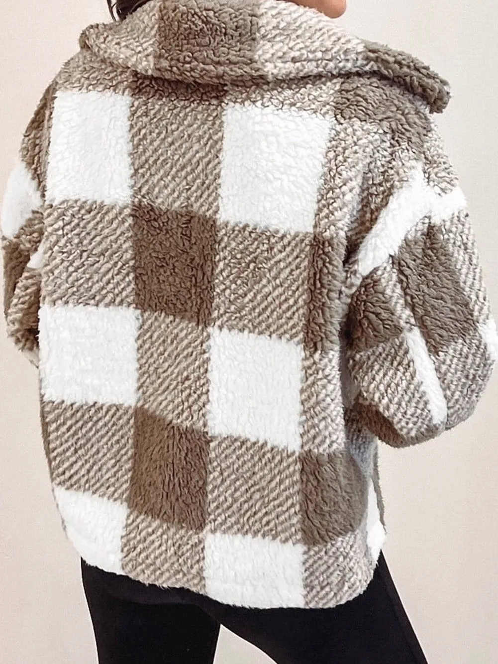 Casual Plaid Sherpa Jacket for Fall/Winter