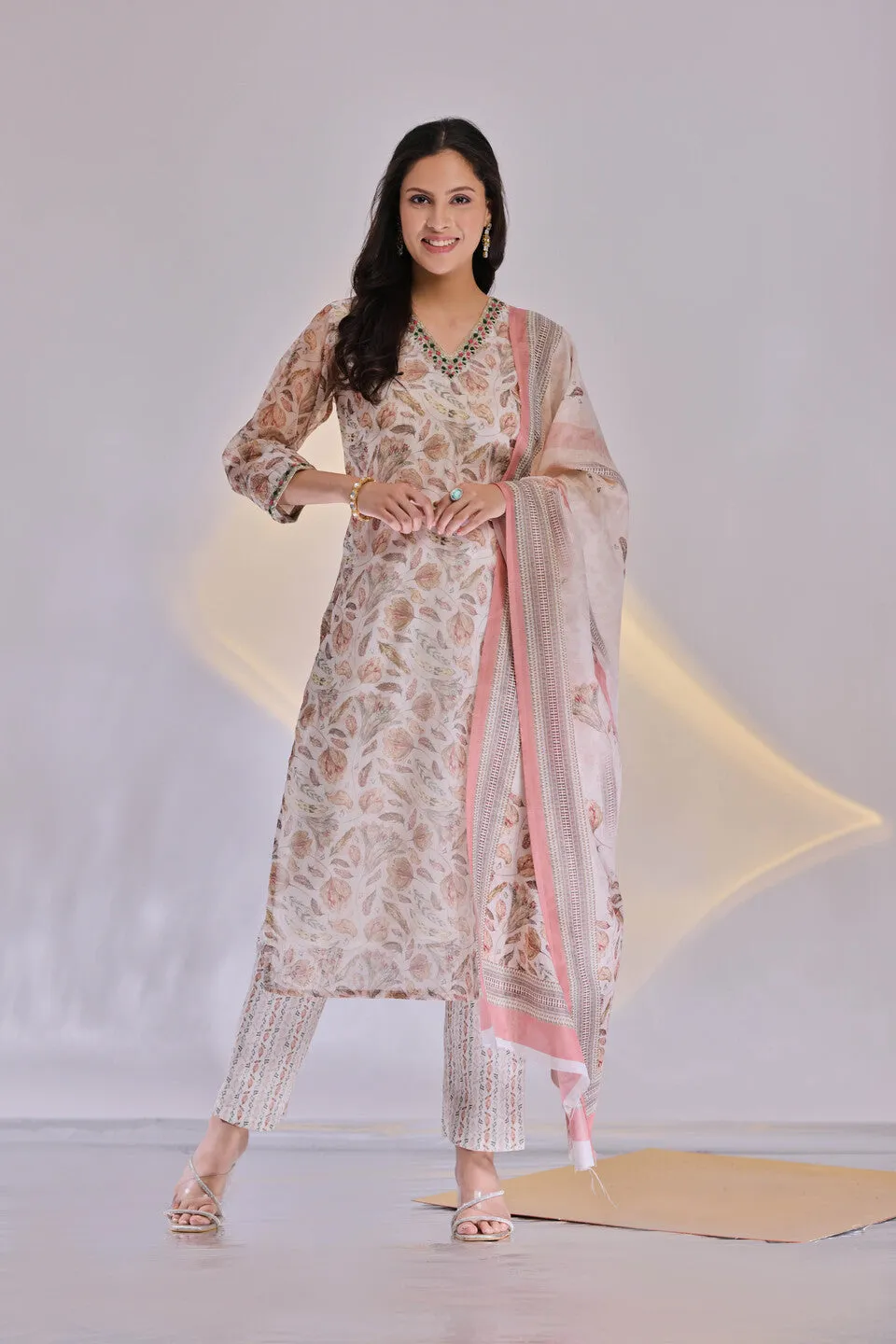 Chanderi Luxe  Patola Suit Set With Dupatta