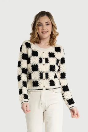 Checkered Crochet Cardigan