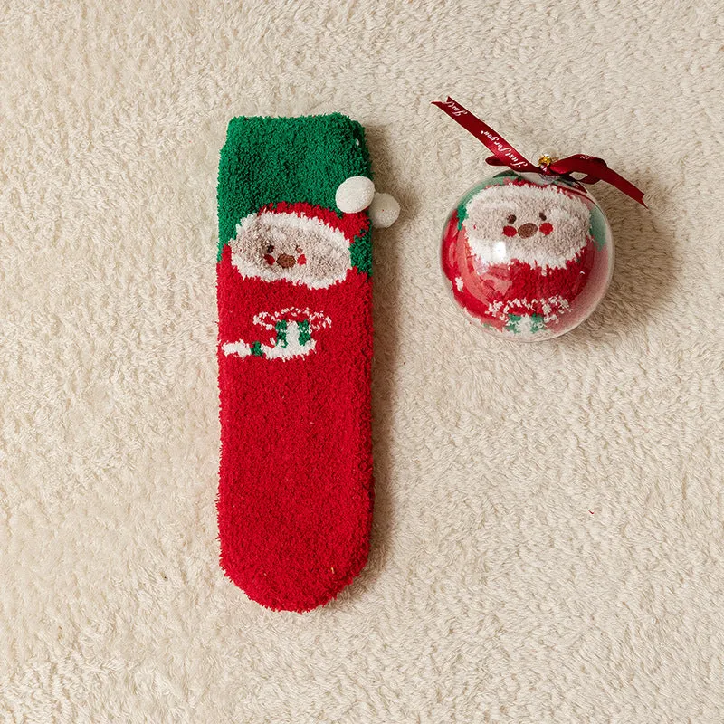 🎅Christmas Sale🎄 Coral Velvet Christmas Stocking Gifts with Ball Ornaments