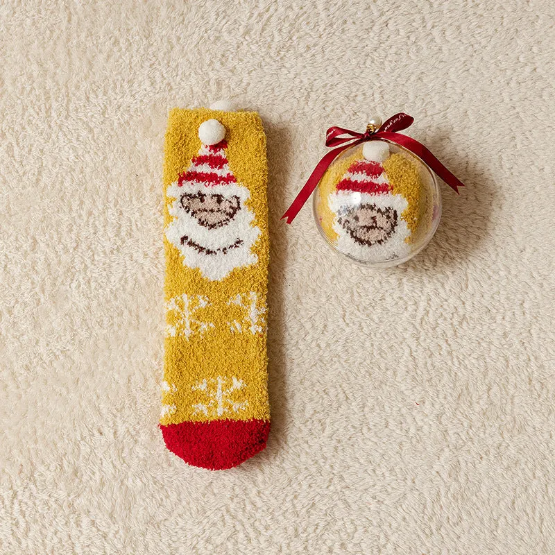 🎅Christmas Sale🎄 Coral Velvet Christmas Stocking Gifts with Ball Ornaments