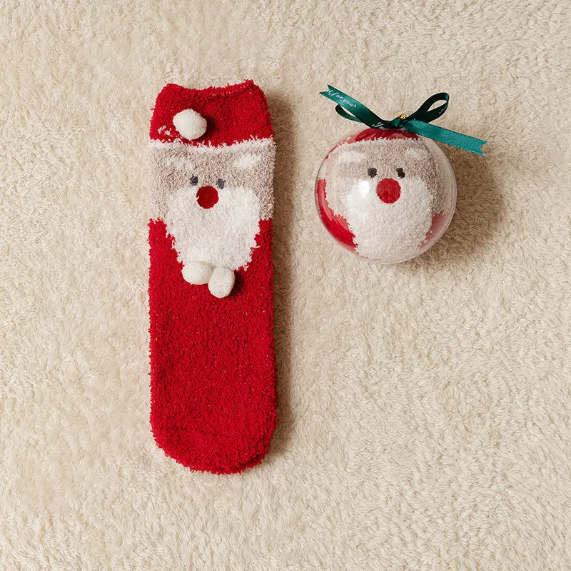 🎅Christmas Sale🎄 Coral Velvet Christmas Stocking Gifts with Ball Ornaments