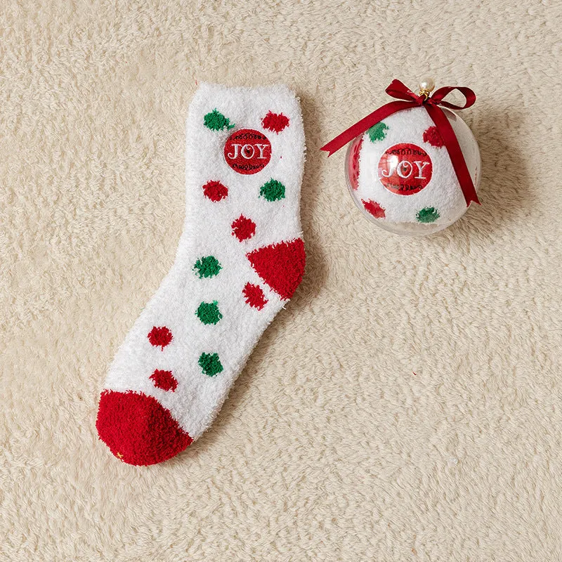 🎅Christmas Sale🎄 Coral Velvet Christmas Stocking Gifts with Ball Ornaments