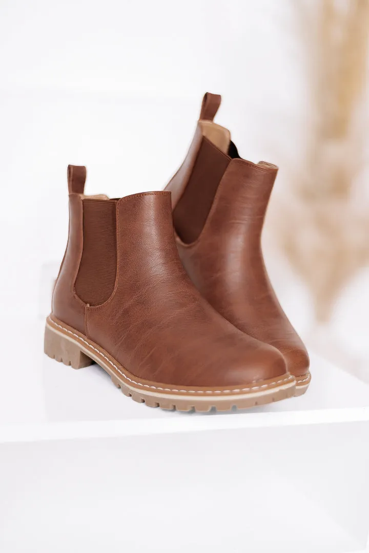 Cider Sippin Faux Leather Booties | Bourbon