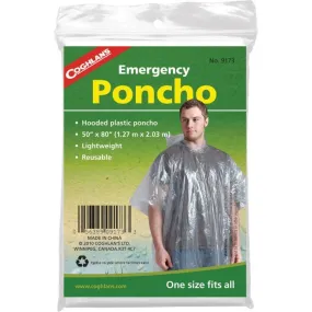 COGHLANS EMERGENCY PONCHO 50"X80" CLEAR