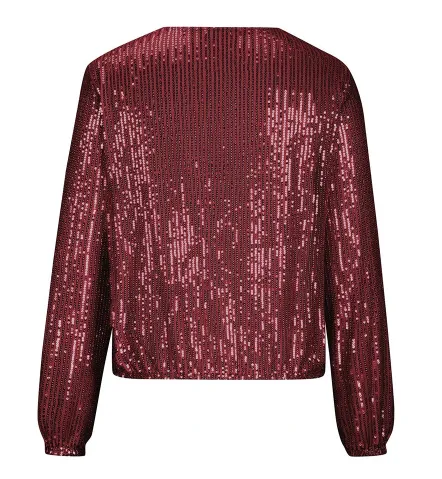 Collarless Sequin Bomber Jacket