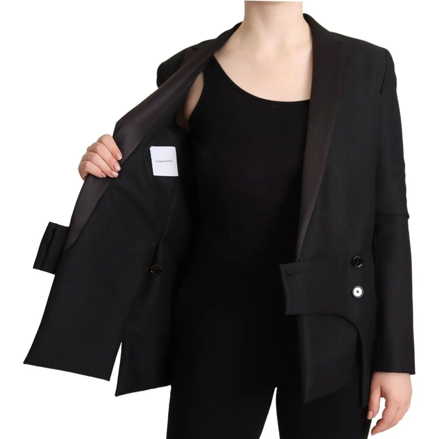 Costume National Elegant Black Double-Breasted Blazer