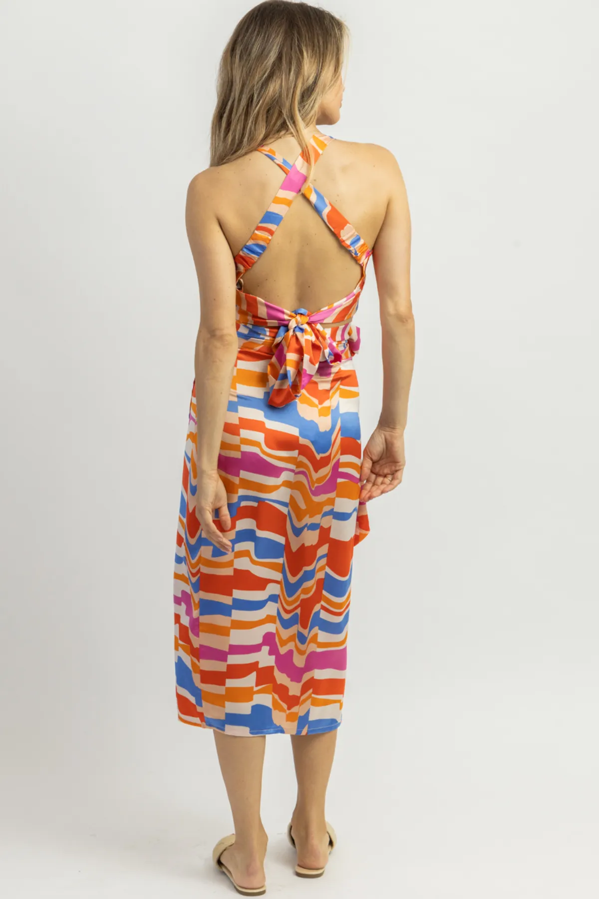 CREAMSICLE MULTICOLOR SATIN SKIRT SET