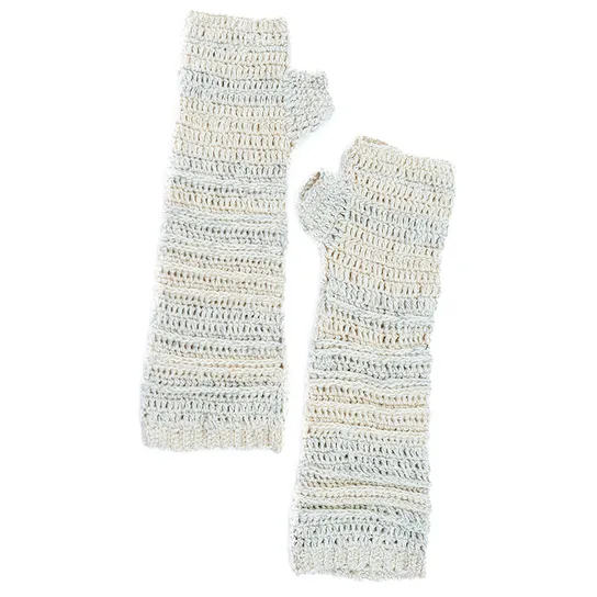 Crochet Fingerless Gloves Cashmere Rayon Cream, 2 sizes