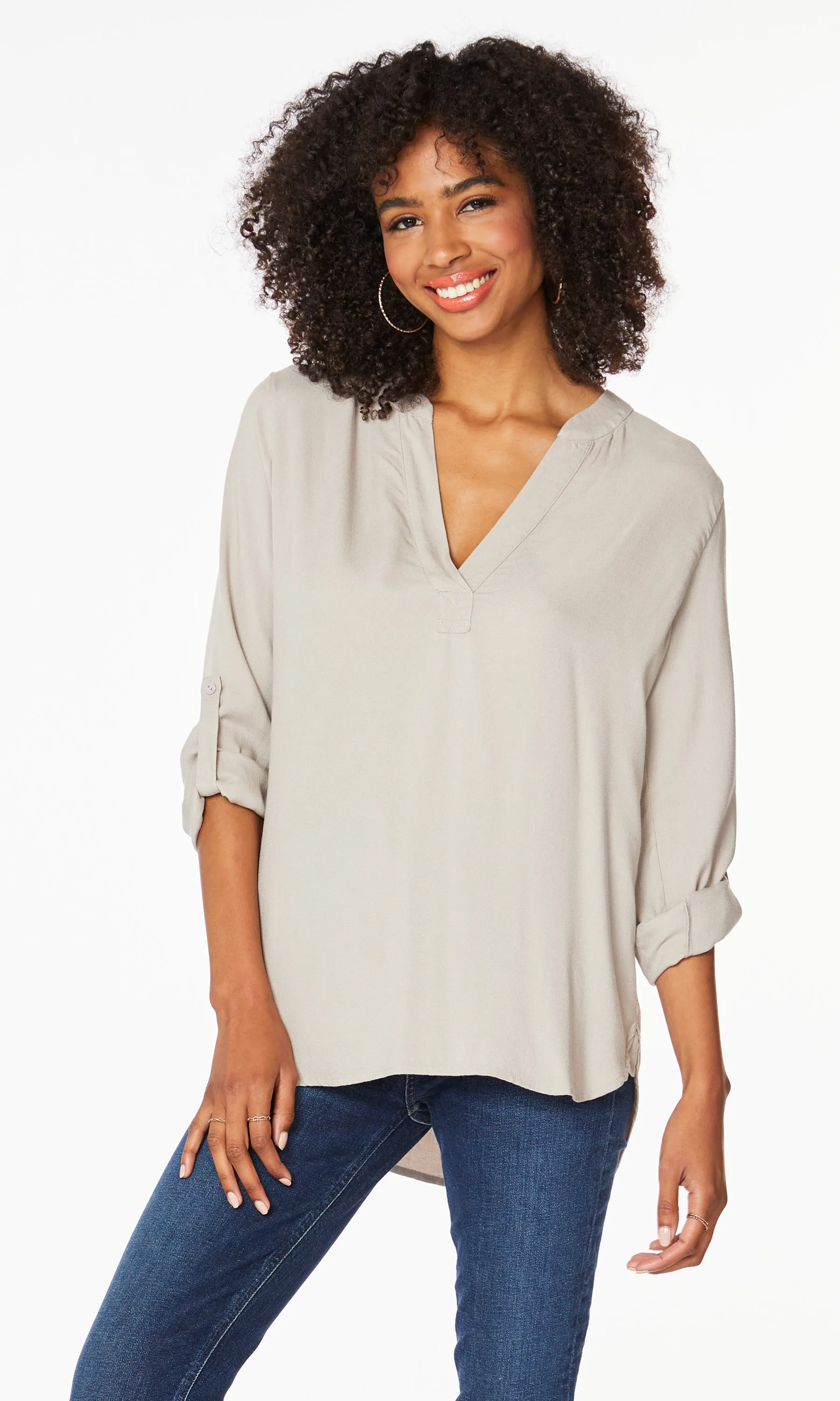 Cuffed Sleeve Tunic - Tan