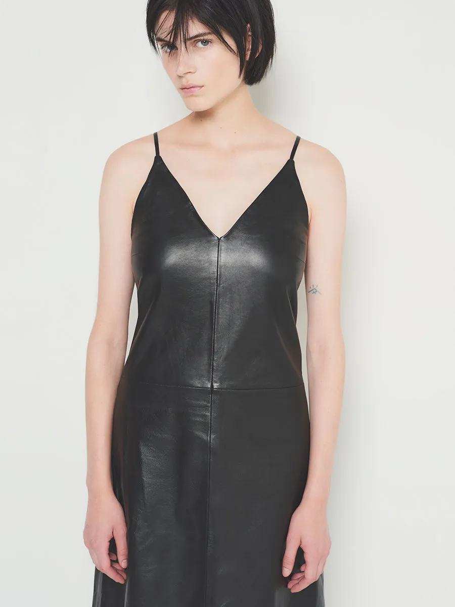 CURVE KAT UPCYCLED LEATHER SLIP DRESS