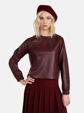 Daun Leather Shirt in Deep Merlot