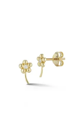 Diamond Flower Stud Earring