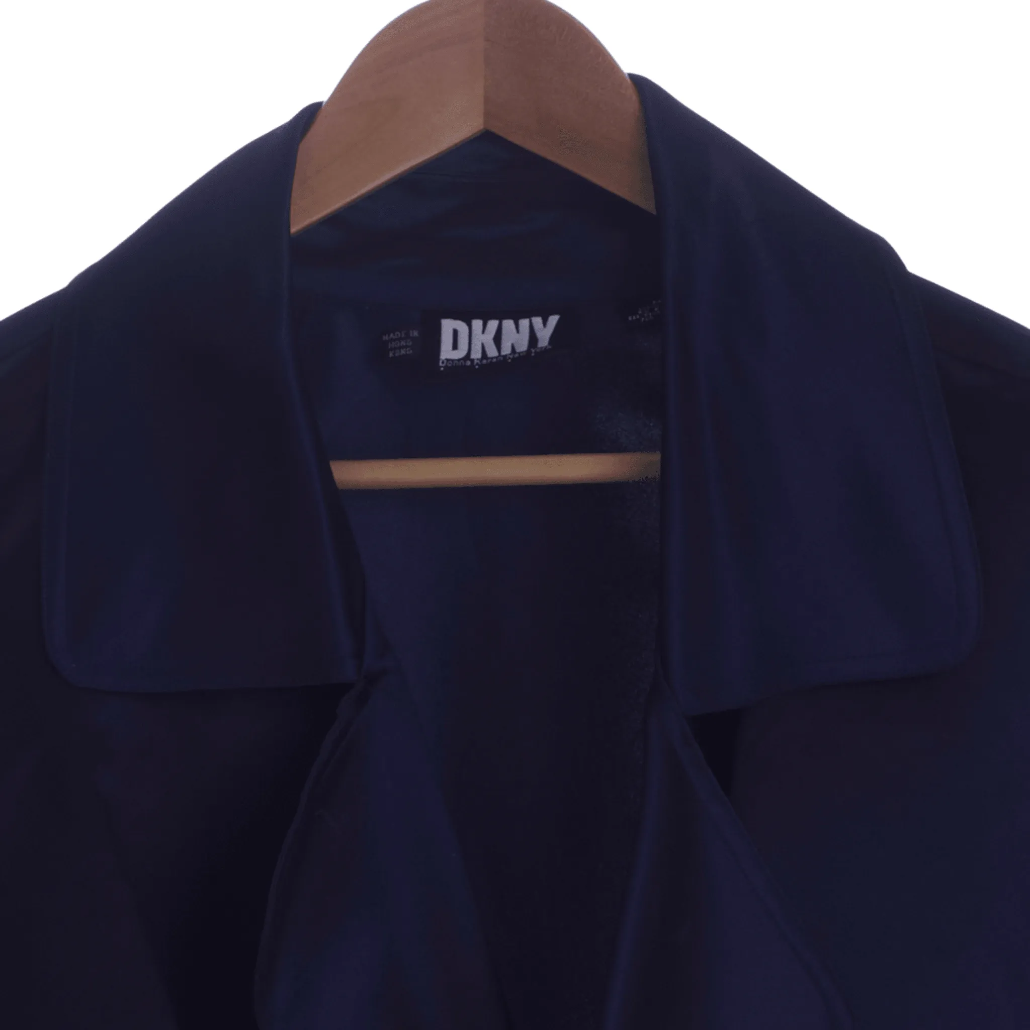 DKNY 100% Silk Long Sleeved Dark Blue Coat UK Size M