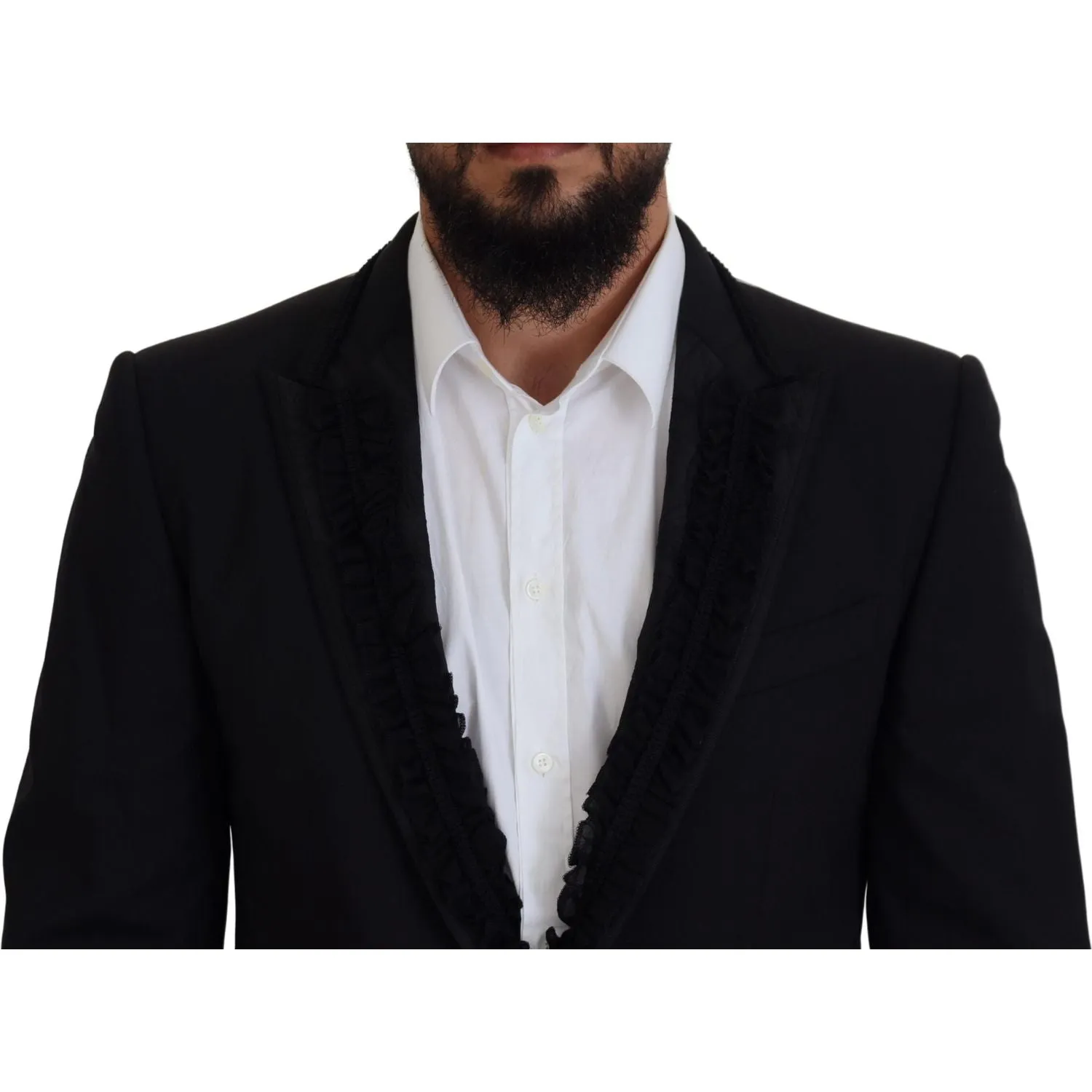 Dolce & Gabbana Elegant Black Silk-Lined Evening Blazer