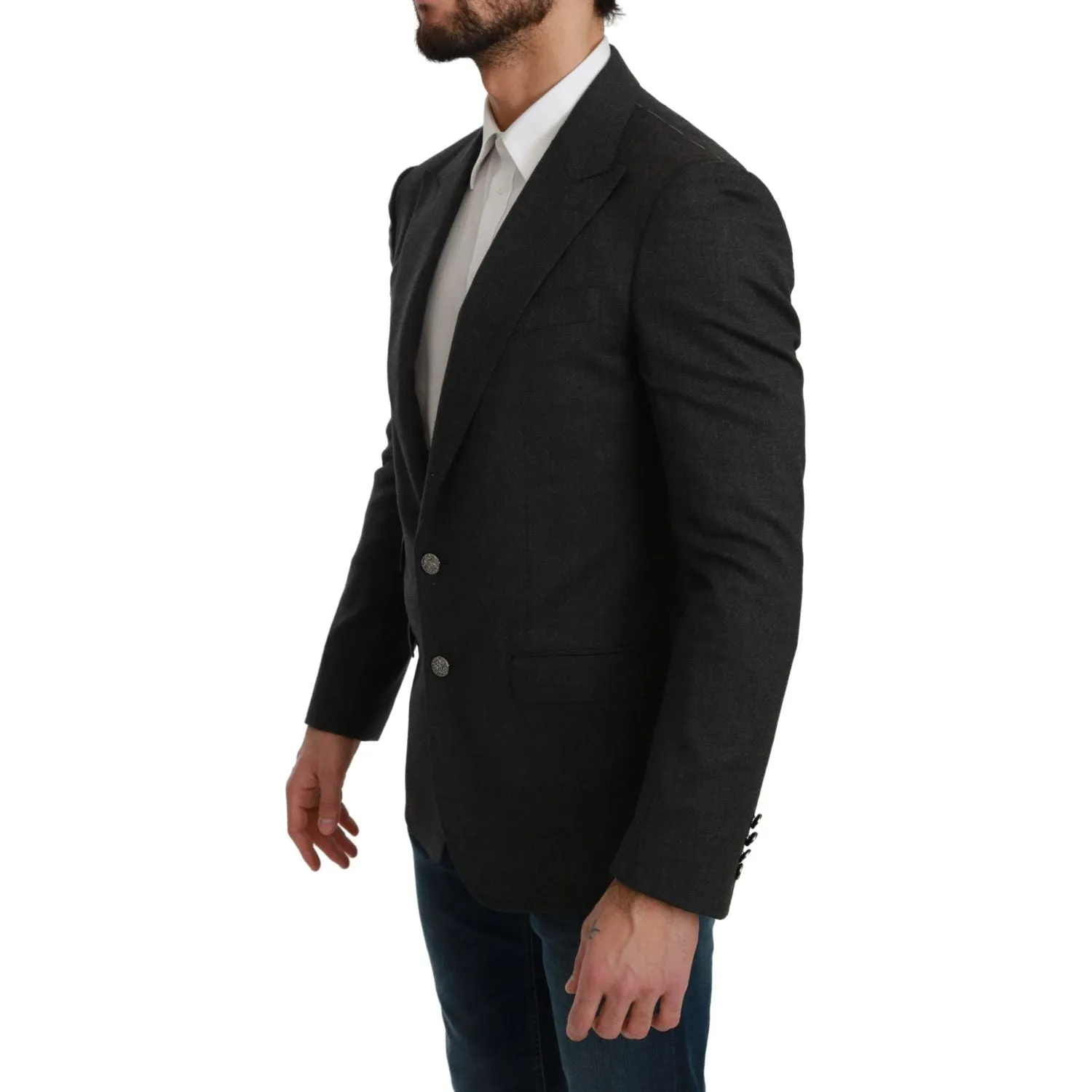 Dolce & Gabbana Elegant Gray Slim Fit Formal Blazer