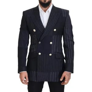 Dolce & Gabbana Elegant Navy Slim-Fit Double Breasted Blazer