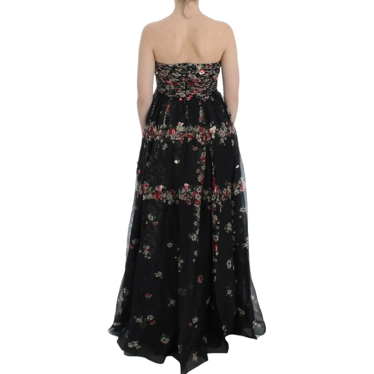 Dolce & Gabbana Elegant Strapless Silk Maxi Dress