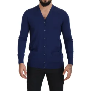 Dolce & Gabbana Elegant Virgin Wool Blue Cardigan Sweater