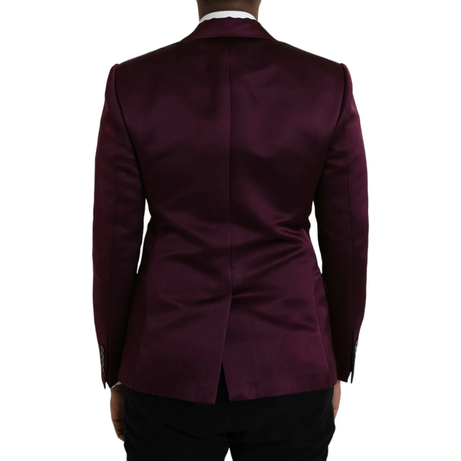 Dolce & Gabbana Maroon Silk Single Breasted Coat Blazer