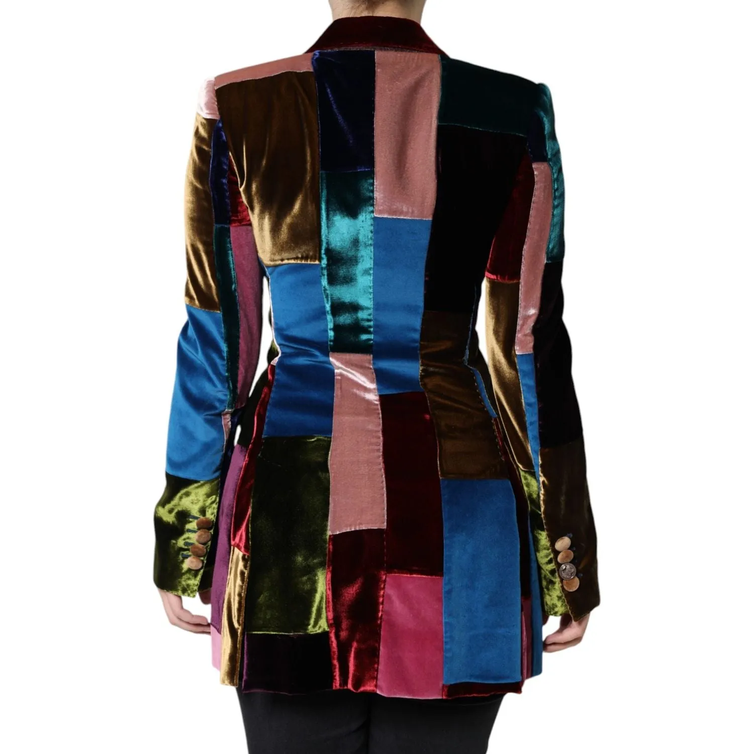 Dolce & Gabbana Multicolor Double Breasted Patchwork Blazer Jacket