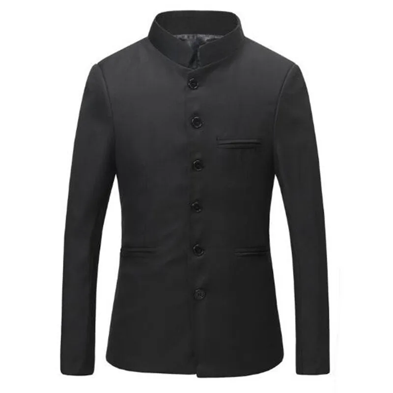 Dragon Embroidery Men Chinese Style Tunic Suit Jacket Mandarin Stand Collar New  Kung Fu Uniform Coat Single Breasted Black