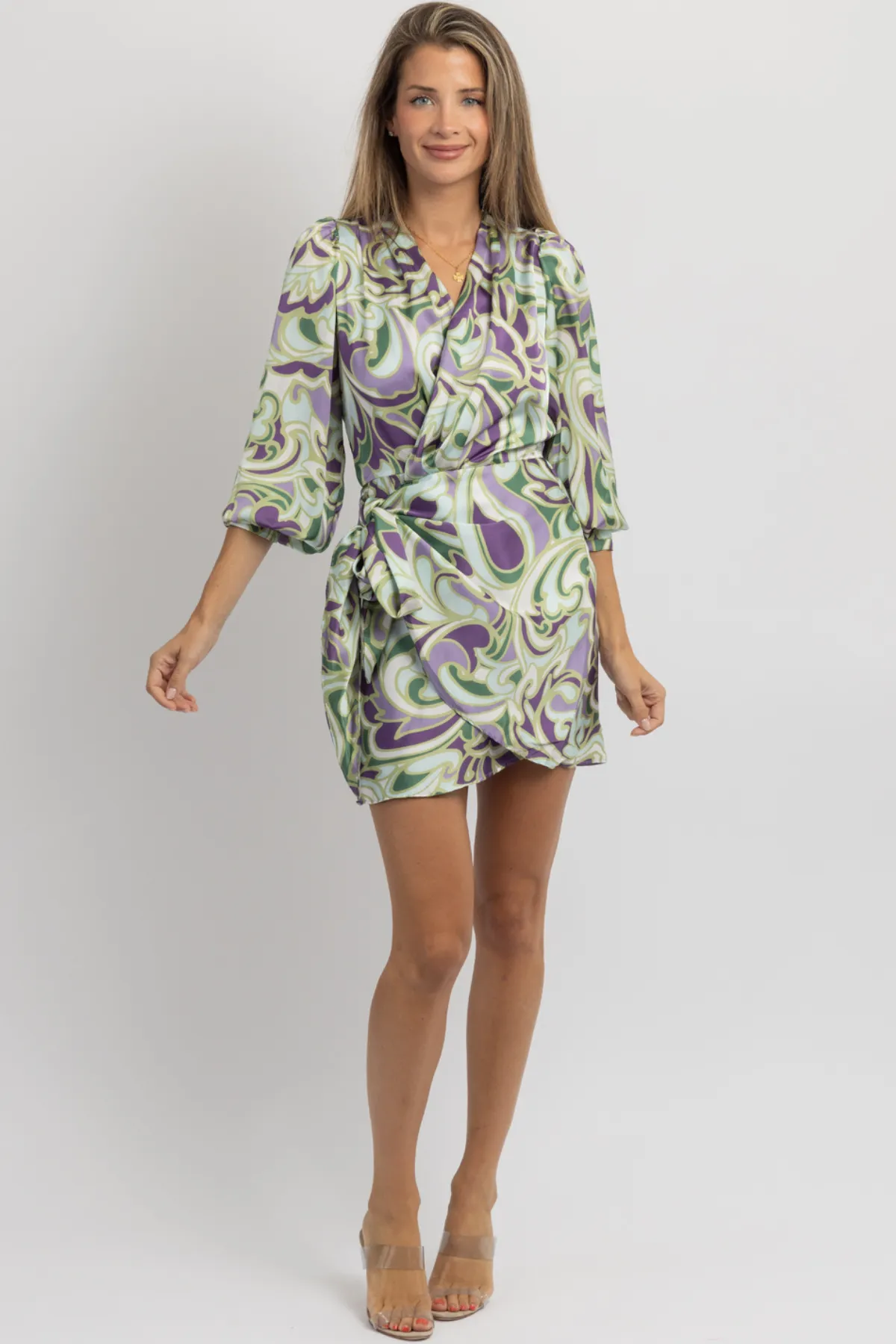 DREAM LILY GREEN   LAVENDER DRESS