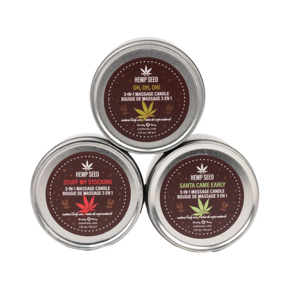 Earthly Body Hemp Seed Holiday 2024 3-in-1 Massage Candle Trio