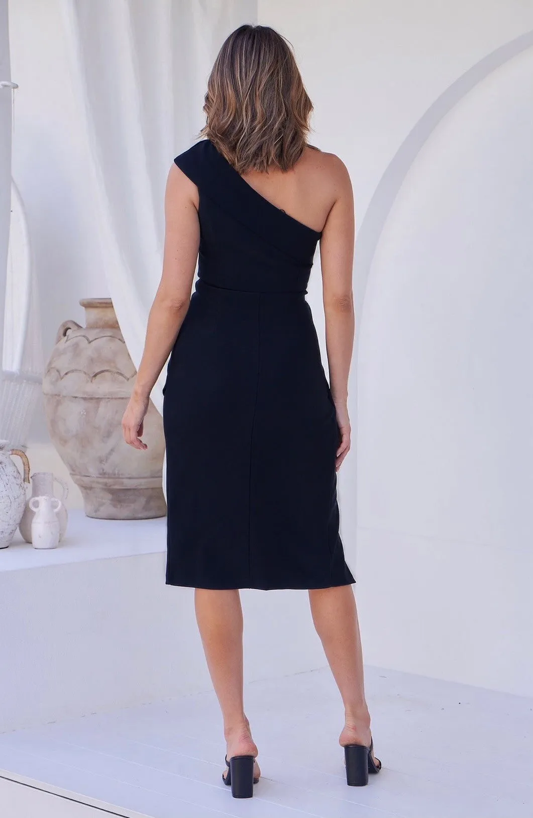 Eleanor One Shoulder Black Evening Dress