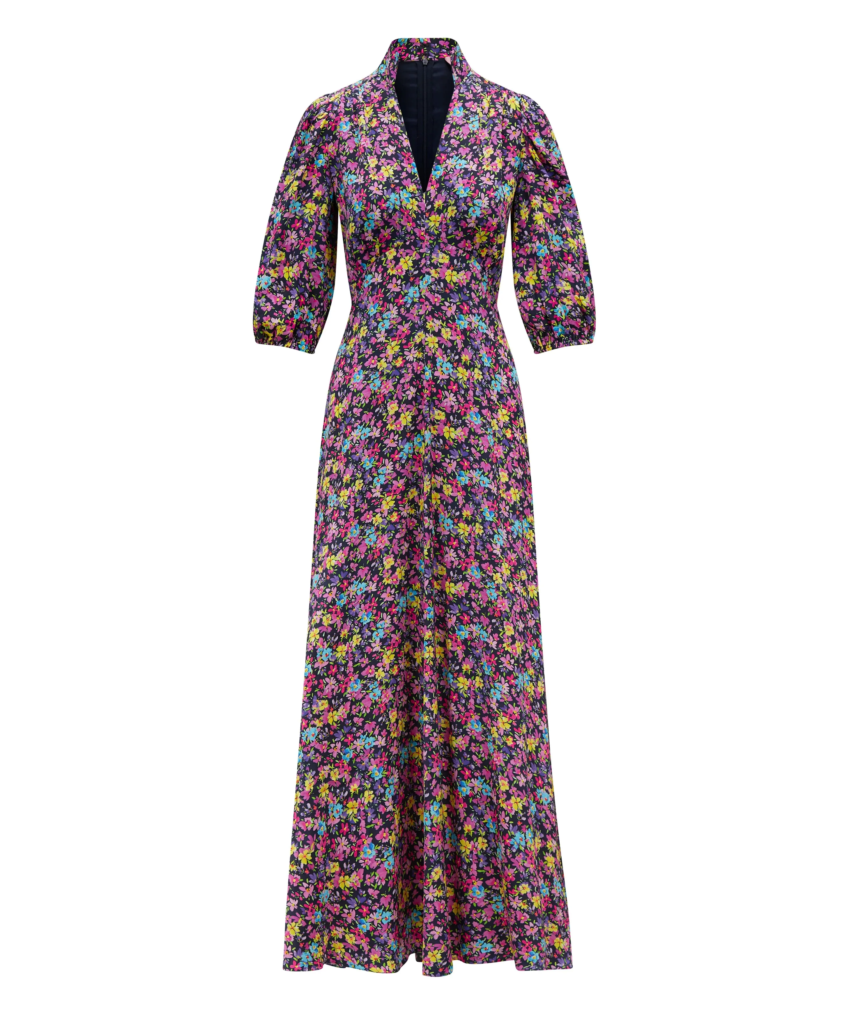 Elena Maxi Dress in Navy Ditsy