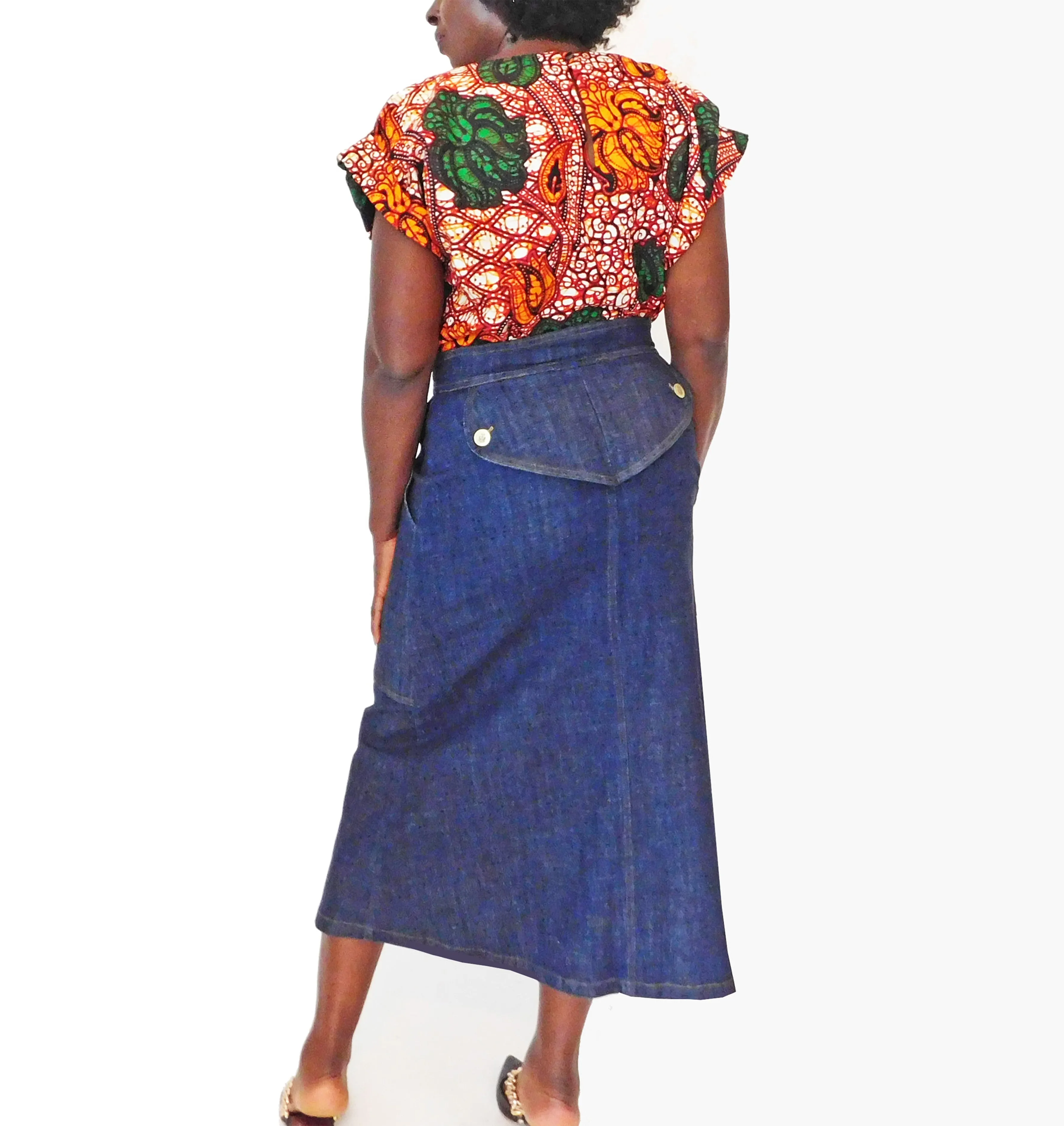 ER-ZUM-AH Asantewaa Blue Denim Bumper Skirt