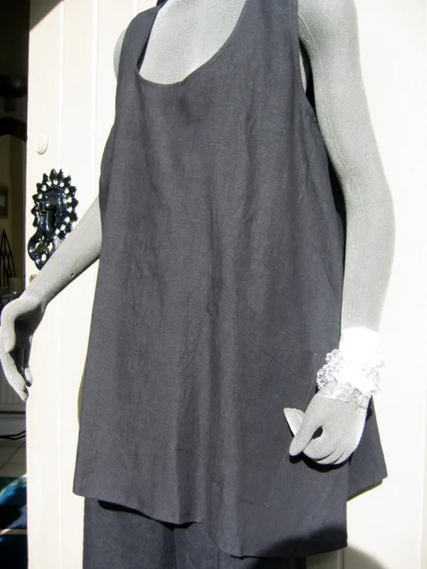 EVA TRALALA Sleeveless Ladies Linen Tunic NUTELLA