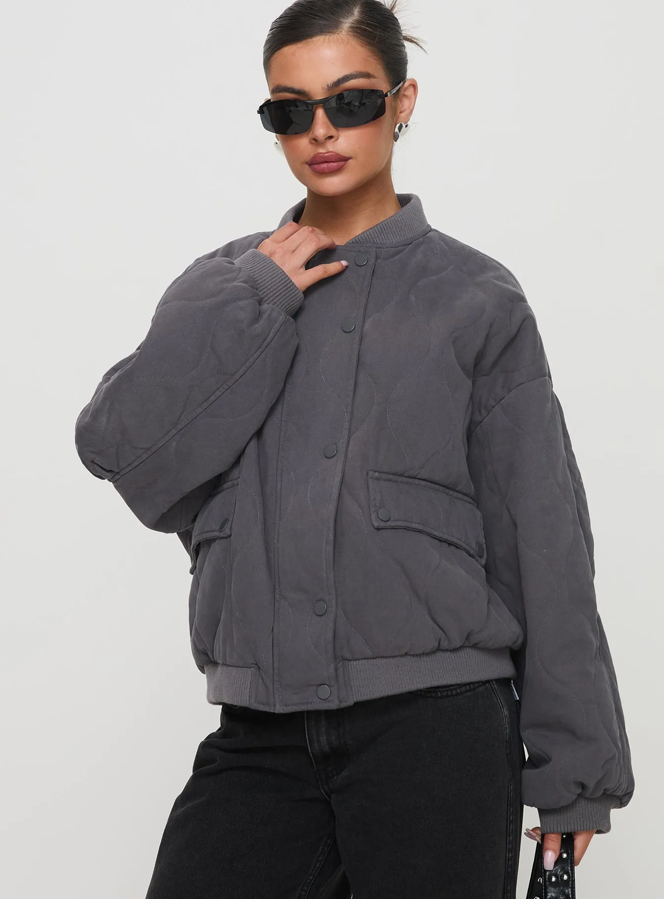 Fashionkova Stick Season Quilted Jacket Grey