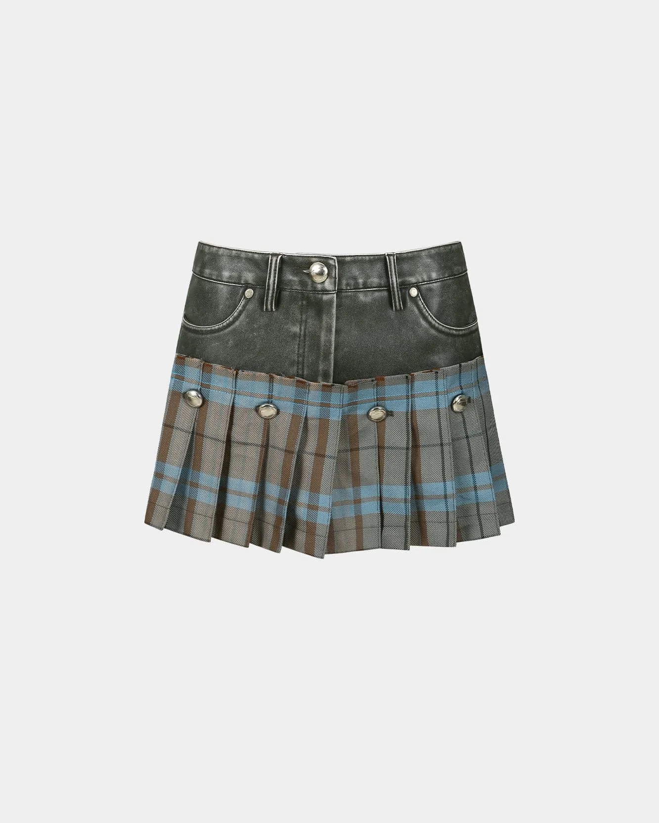 FAUX-LEATHER SKORT apa760w(BLACK)