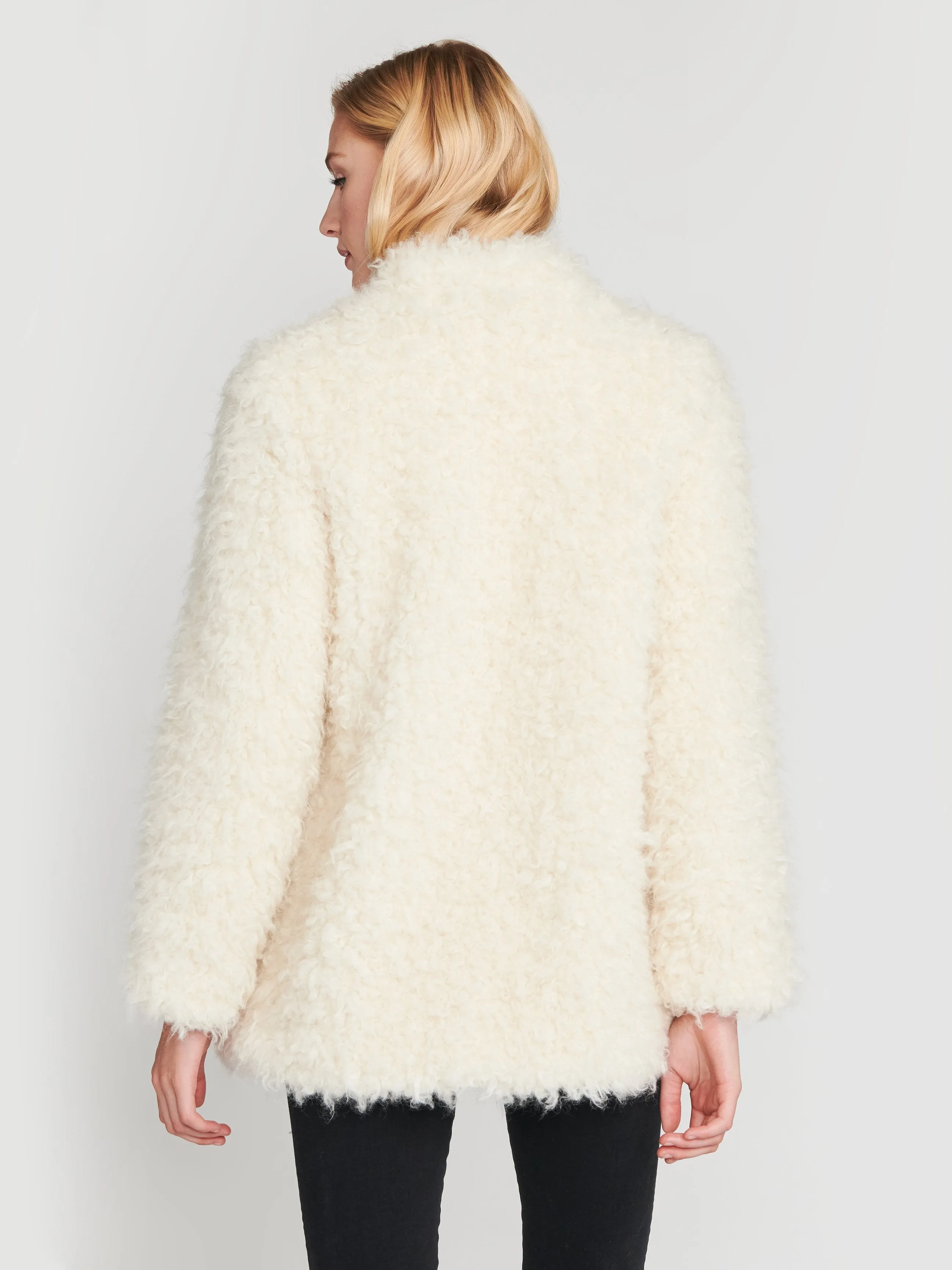 Faux Mongolian Coat -- Off White